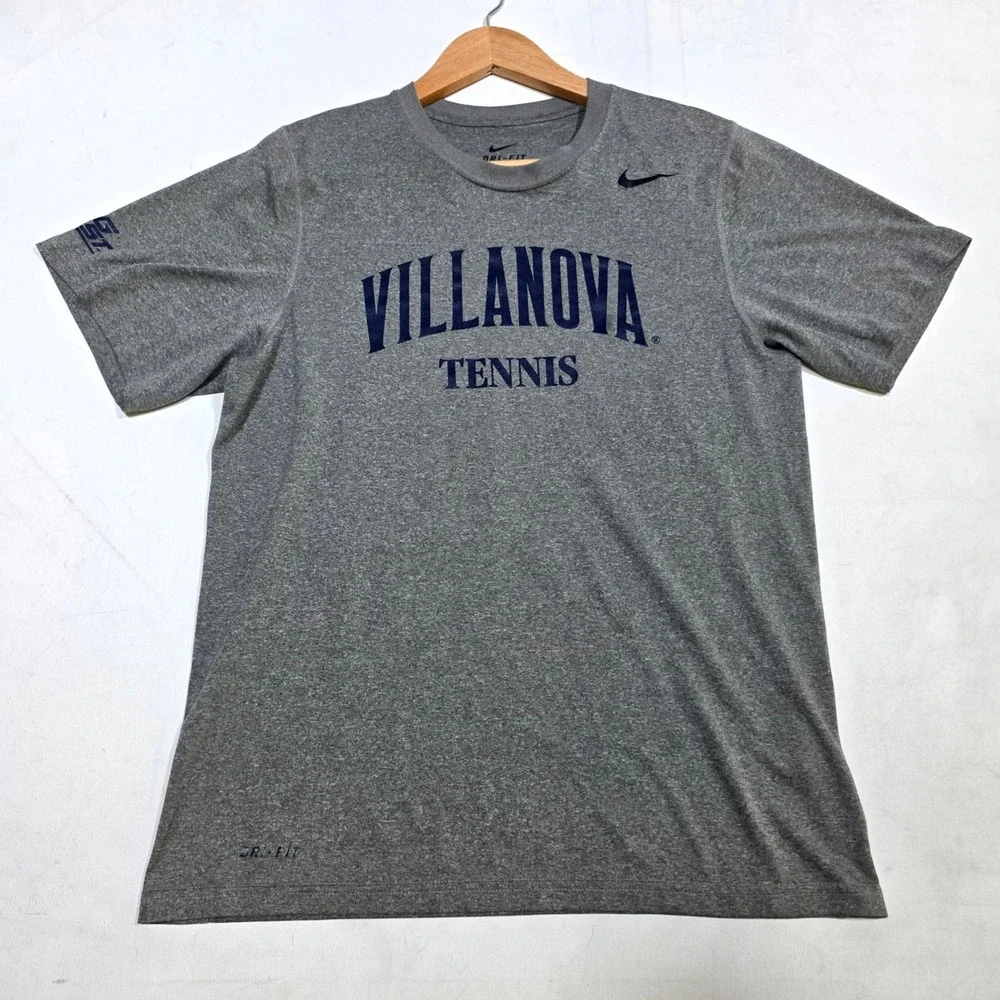 Nike Villanova Tennis T-Shirt Mens Small Gray Dri-FIT Athletic Short Sleeve Tee
